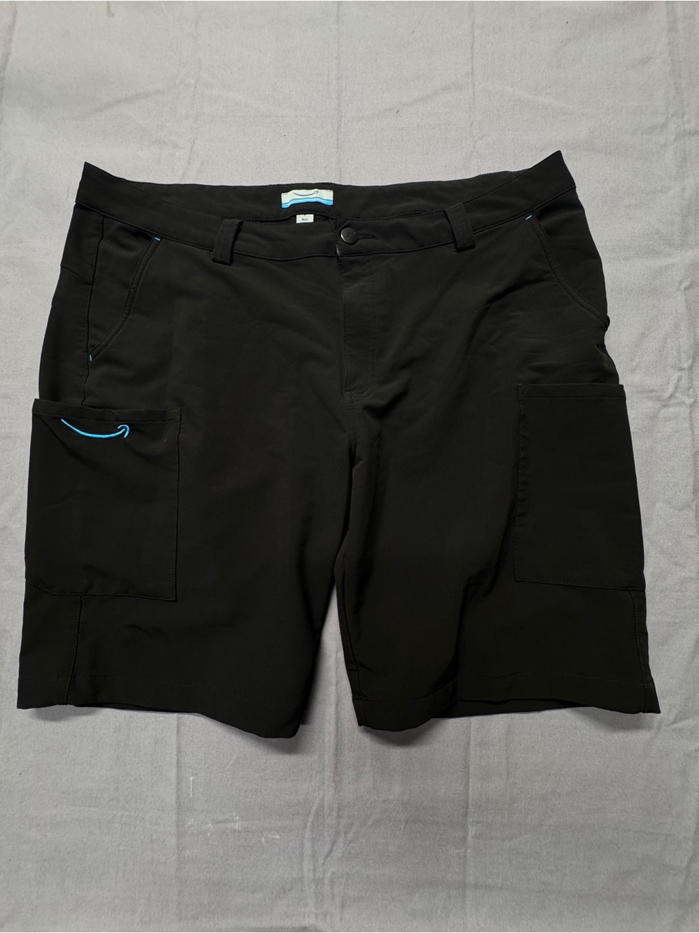 Amazon Men's Black Cargo Shorts with Blue Stitch Accents